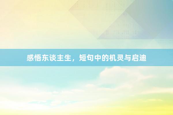 感悟东谈主生，短句中的机灵与启迪